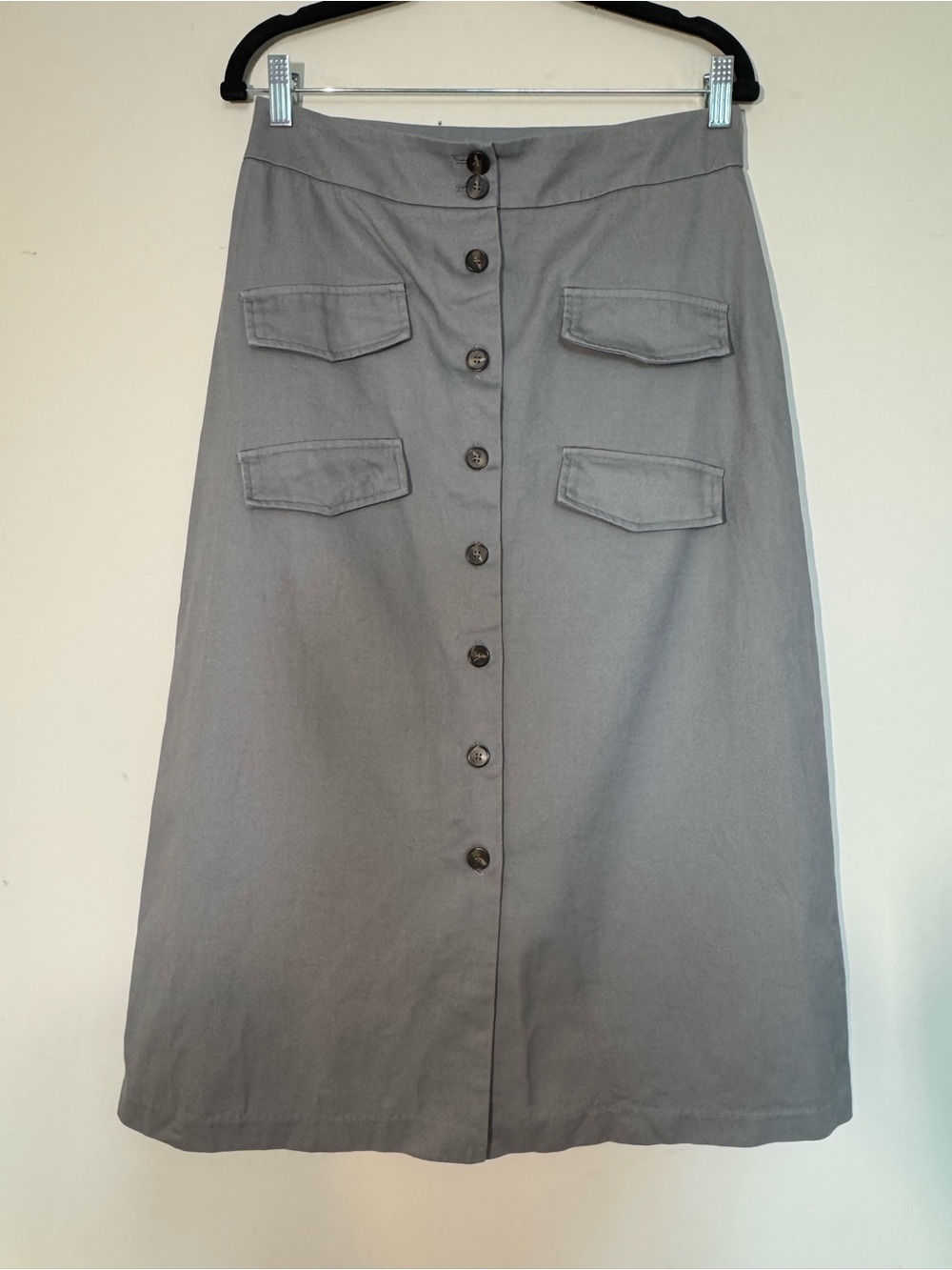 Mare Mare x Anthropologie Gray Button Front Utility Midi Skirt Size M - Picture 8 of 11